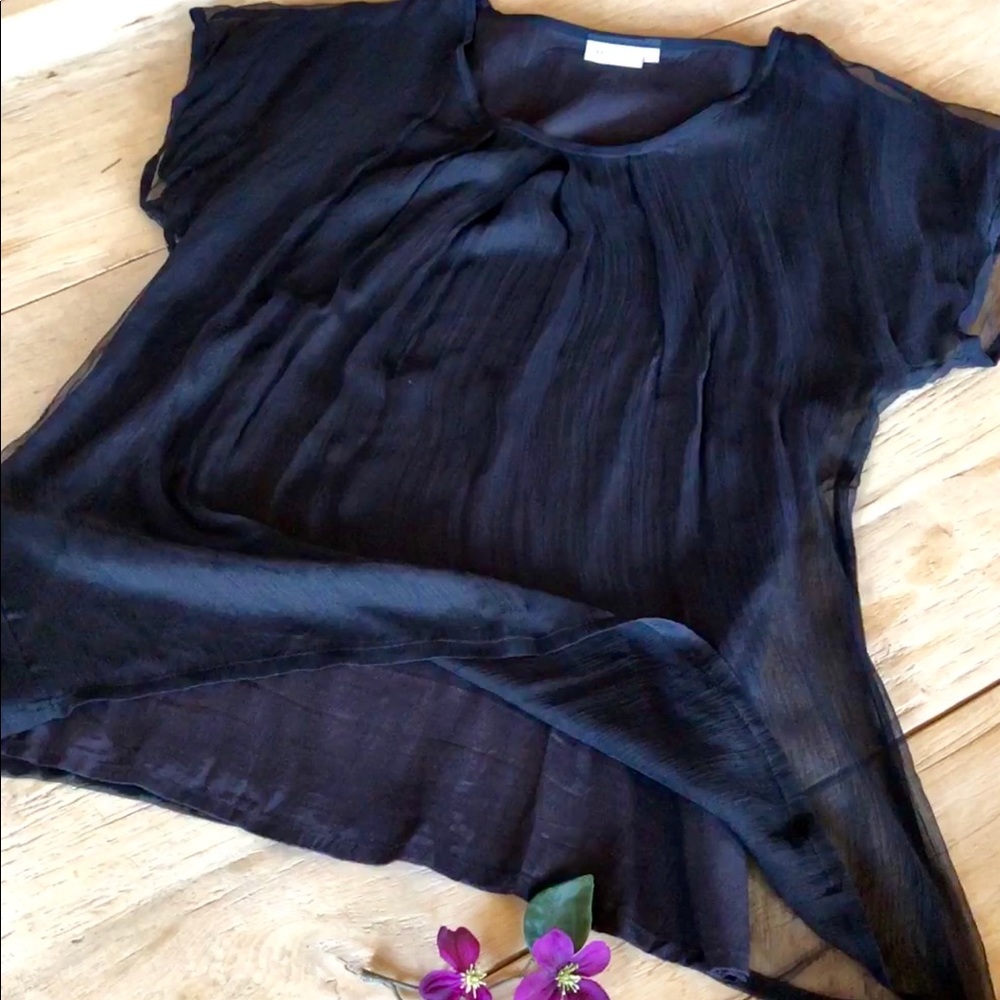 Masai dressy sheer layered tunic black top large